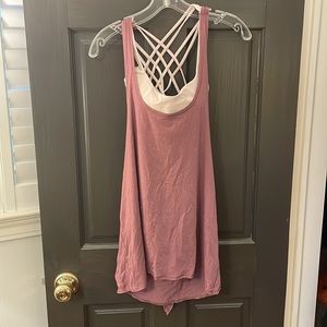 Lulu lemon mauve/light pink shirt with built in sports bra.